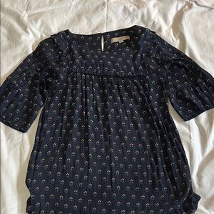 LOFT Navy Floral Blouse